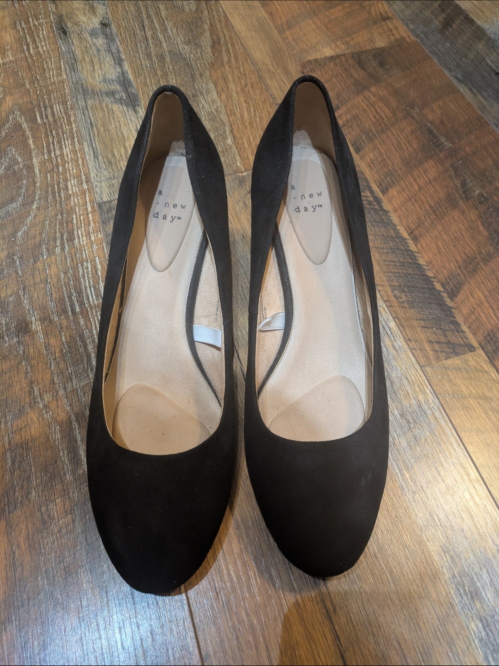 a new day Black Suede Round-Toe Women's Wedge Heel